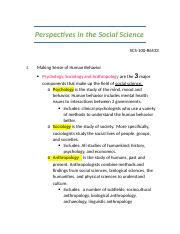 Scs Module Notes Docx Perspectives In The Social Science Scs