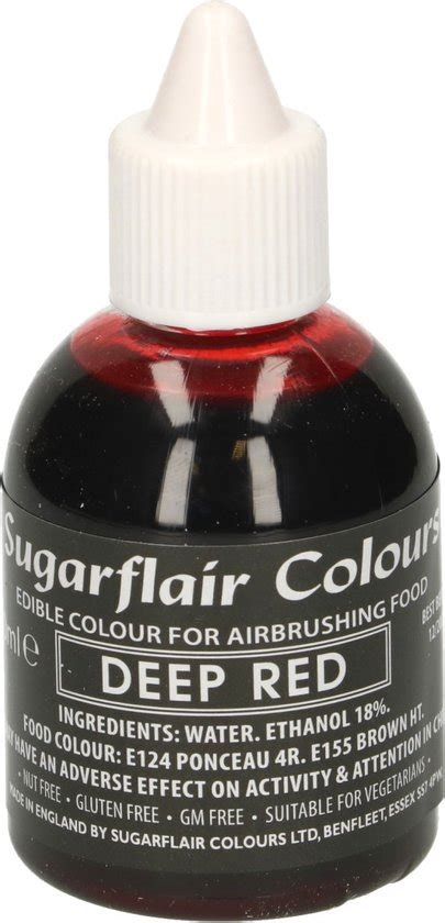 Sugarflair Airbrush Kleurstof Voedingskleurstof Dieprood 60ml Bol
