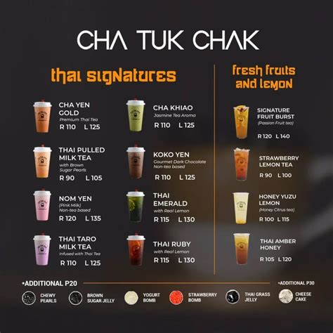 Cha Tuk Chak Menu Updated Prices In Philippines