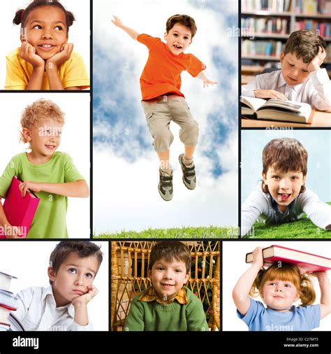 Collage Of Portraits Of Different Schoolkids Stock Photo Alamy