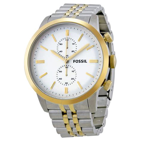 Fossil Townsman Chronograph Silver Dial Two Tone Steel Men S Watch