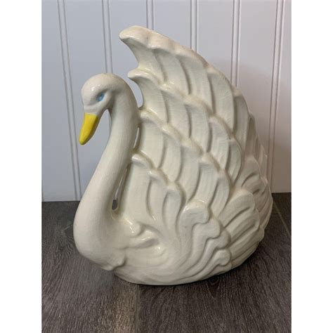 Vintage Large Ceramic Swan Planter Etsy