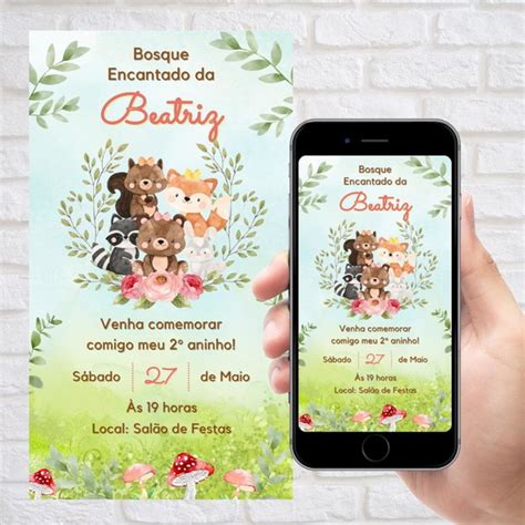 Convite Digital Bosque Encantado Menina Elo7 Produtos Especiais