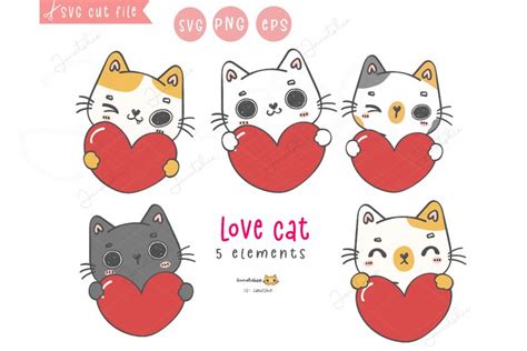 Cute Valentine Cat Svg Cute Valentine Cat With Heart Svg