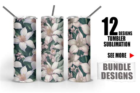 Lily Flowers Tumbler Sublimation Wrap Graphic By Artnoy · Creative Fabrica