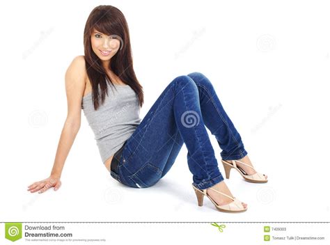 Belle Fille Dans Des Jeans Image Stock Image Du Sensuel 7409303