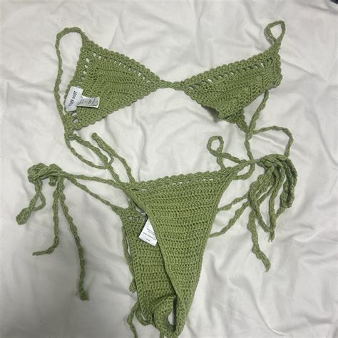 Tiger Mist Crochet Bikini Both Top And Bottoms Size Depop