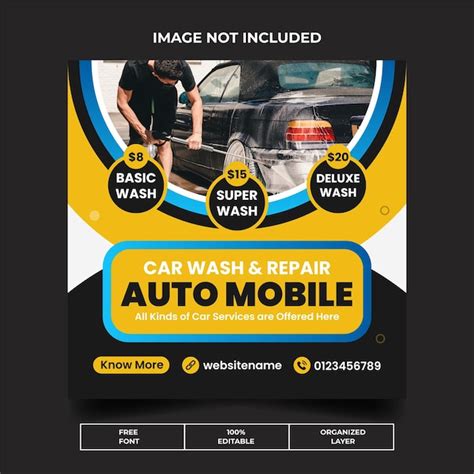 Premium Vector Auto Mobile Car Wash And Repair Social Media Post Design