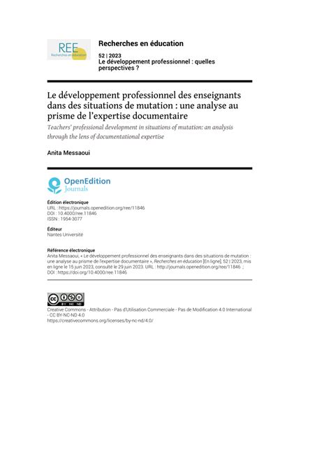 Pdf Le Développement Professionnel Des Enseignants Dans Des