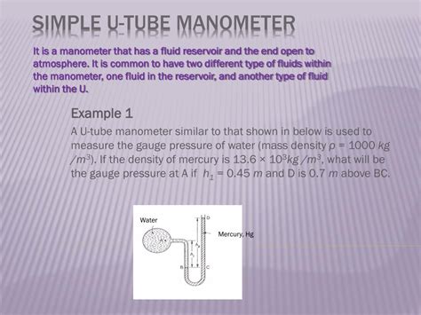 Ppt Simple U Tube Manometer Powerpoint Presentation Free Download
