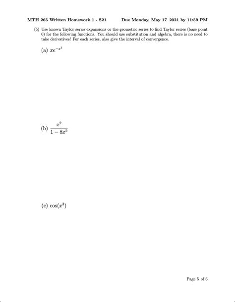 Solved MTH 265 Written Homework 1 S21 Due Monday May 17 Chegg