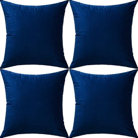 Artaimee Navy Blue Throw Pillow Covers 16x16 Set Of 4 Velvet Sofa Bed Couch Cushion