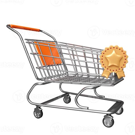 3d Shopping Carts Or Basket With Golden Quality Guarantee Ribbon