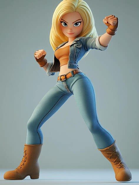 3d Cartoon Character Android 18 Blonde Hair Premium Ai Generated Image