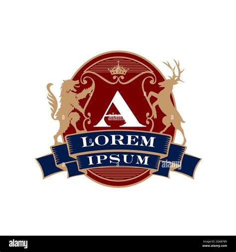 Lion And Stag Emblem Vector Illustration Stock Vector Image And Art Alamy