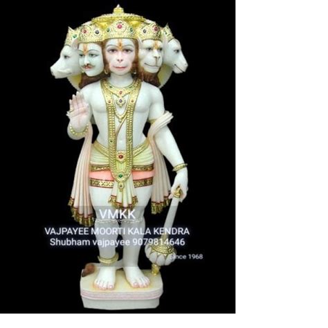 Golden Gold Plated White Marble Hanuman Statue For Worship Size