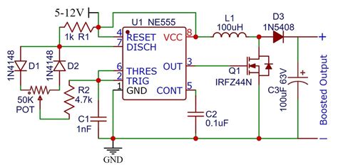 DC DC Boost Converter Circuit Using 555 Timer