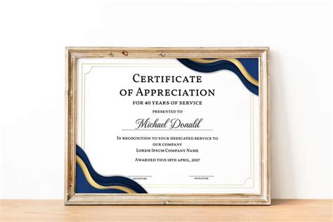 Editable Certificate Years Of Service Years Of Service Certificate