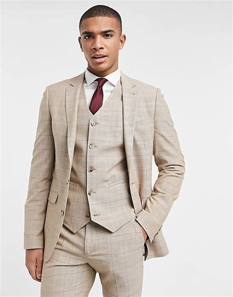 Asos Design Wedding Super Skinny Suit Jacket In Prince Of Wales Check