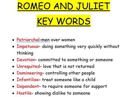 Romeo And Juliet Key Words Teaching Resources