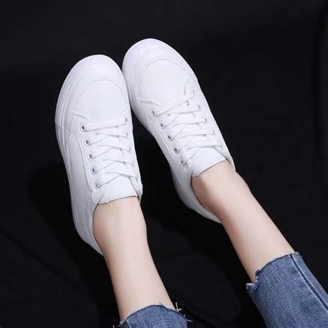 Jm Korean Plain White Rubber Shoes Add One Size Lazada Ph