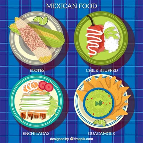 Coloured Mexican Food Plates Free Vectors Ui Download