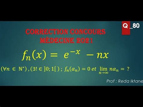 correction concours médecine 2021 Q 80 YouTube