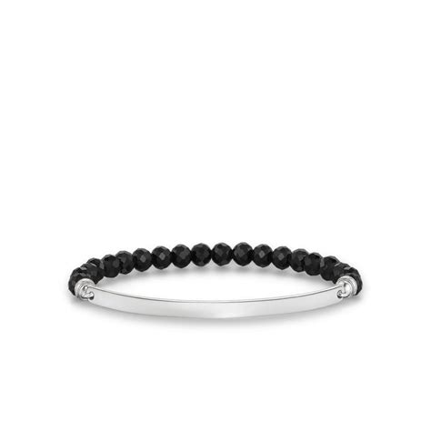 Thomas Sabo Love Bridge Sterling Silver Black Beaded Bracelet Cm