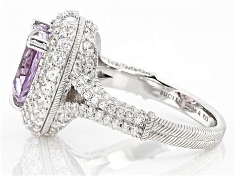 Judith Ripka Amethyst With Cubic Zirconia Rhodium Over Sterling Silver