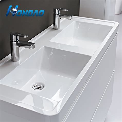 Hondao Lavabo Solid Surface Double Basin Artificial Marble Wash Basins