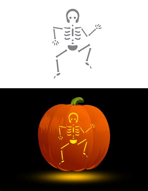 Printable Dancing Skeleton Pumpkin Stencil