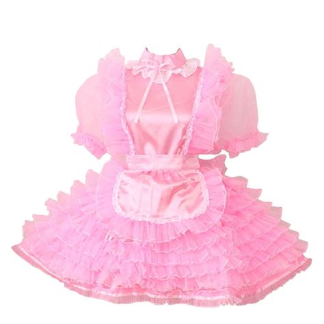 Buy Gocebabywomen Lockable French Maid Satin Organza Pink Dress Uniform