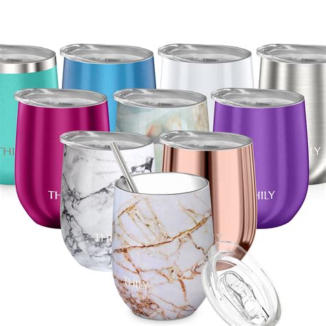 Stainless Steel Stemless Wine Glass THILY Triple Vacuum Insulated