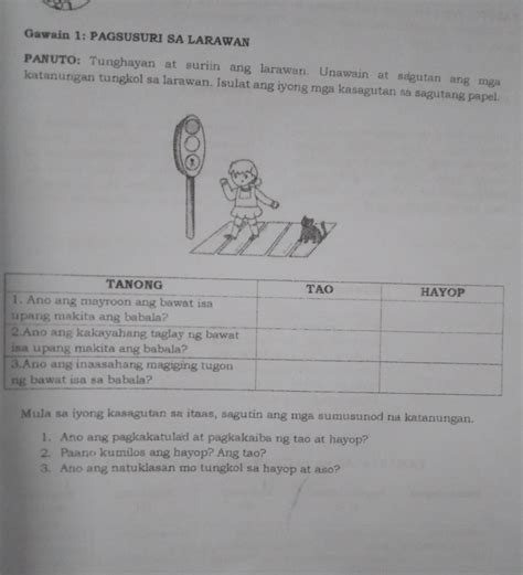 Gawain Pagsusuri Sa Larawan Panuto Tunghayan At Suriin Ang Larawan