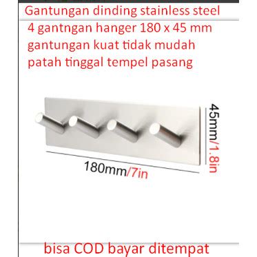 Jual Gantungan Dinding Stainless Steel 4 Gantngan Hanger 180 X 45 Mm