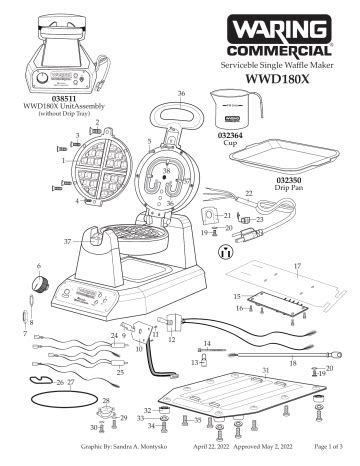 Waring WWD180X Single Classic Waffle Maker Spec Sheet | Manualzz