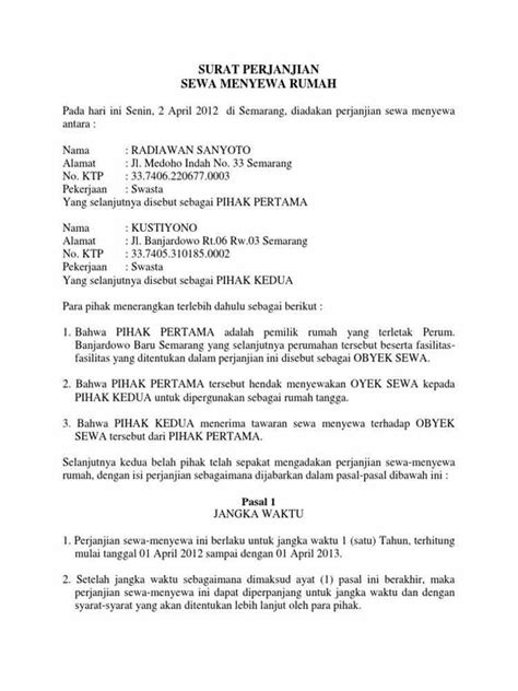 5 Contoh Surat Perjanjian Sewa Rumah Dan Cara Membuat