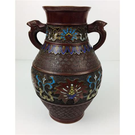 Vintage Japanese Champleve Cloisonne Bronze Vase | Chairish