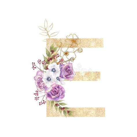 Letter E Roses Stock Illustrations Letter E Roses Stock