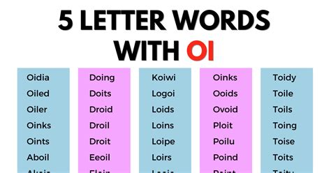 141 Examples Of 5 Letter Words With OI 7ESL