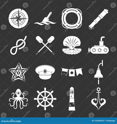 Nautical Icons Set Grey Stock Illustration Illustration Of Flasks