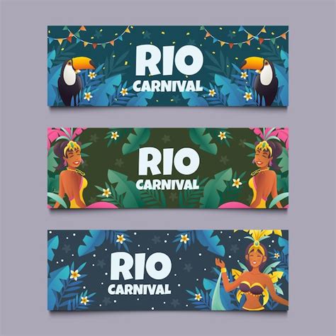 Premium Vector Celebrate Rio Carnival Banner Set