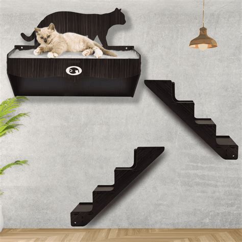Cama Suspensa Gato Parede - Cama para Gatos de Parede Suspensa + Kit 2 Escadas Playground Gato ...