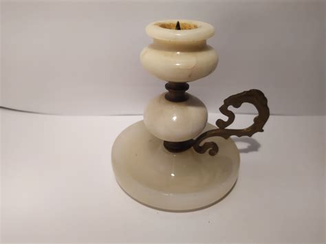 Vintage Handle Marble Candlestick Brass Candlestick Holder Home Decor By Antiqueshopns On