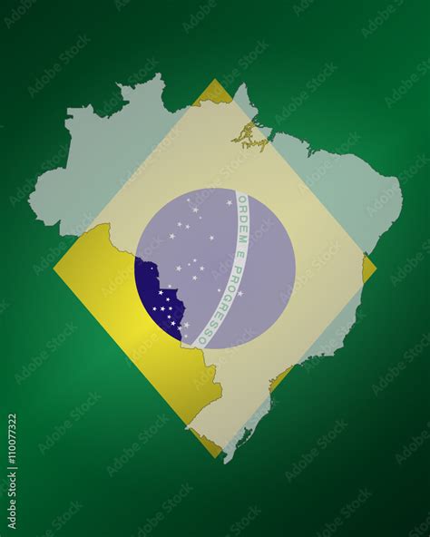 Brasilien Landkarte Auf Flagge Stock Vector Adobe Stock