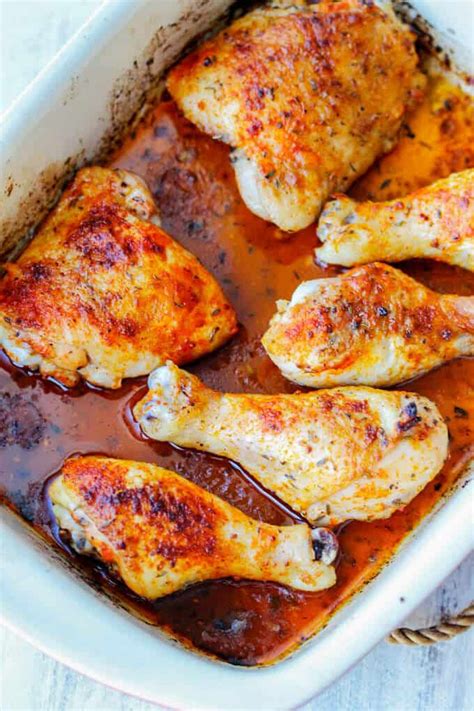 Oven Roasted Chicken Legs Thighs And Drumsticks Eating European