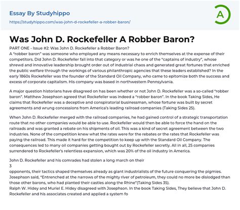 Was John D. Rockefeller A Robber Baron? Essay Example | StudyHippo.com