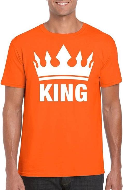 Oranje Koningsdag King Shirt Met Kroon Heren Oranje Koningsdag