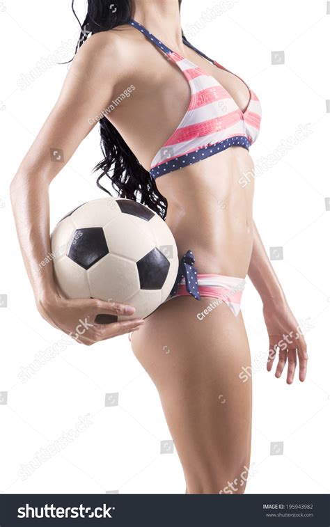 Sexy Woman Bikini Holding Soccer Ball Stock Photo 195943982 Shutterstock