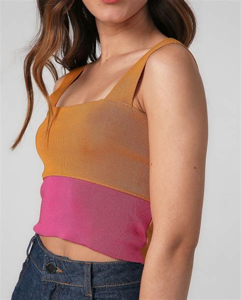 Riachuelo Regata Cropped Tricot Color Block Laranja AK By Riachuelo